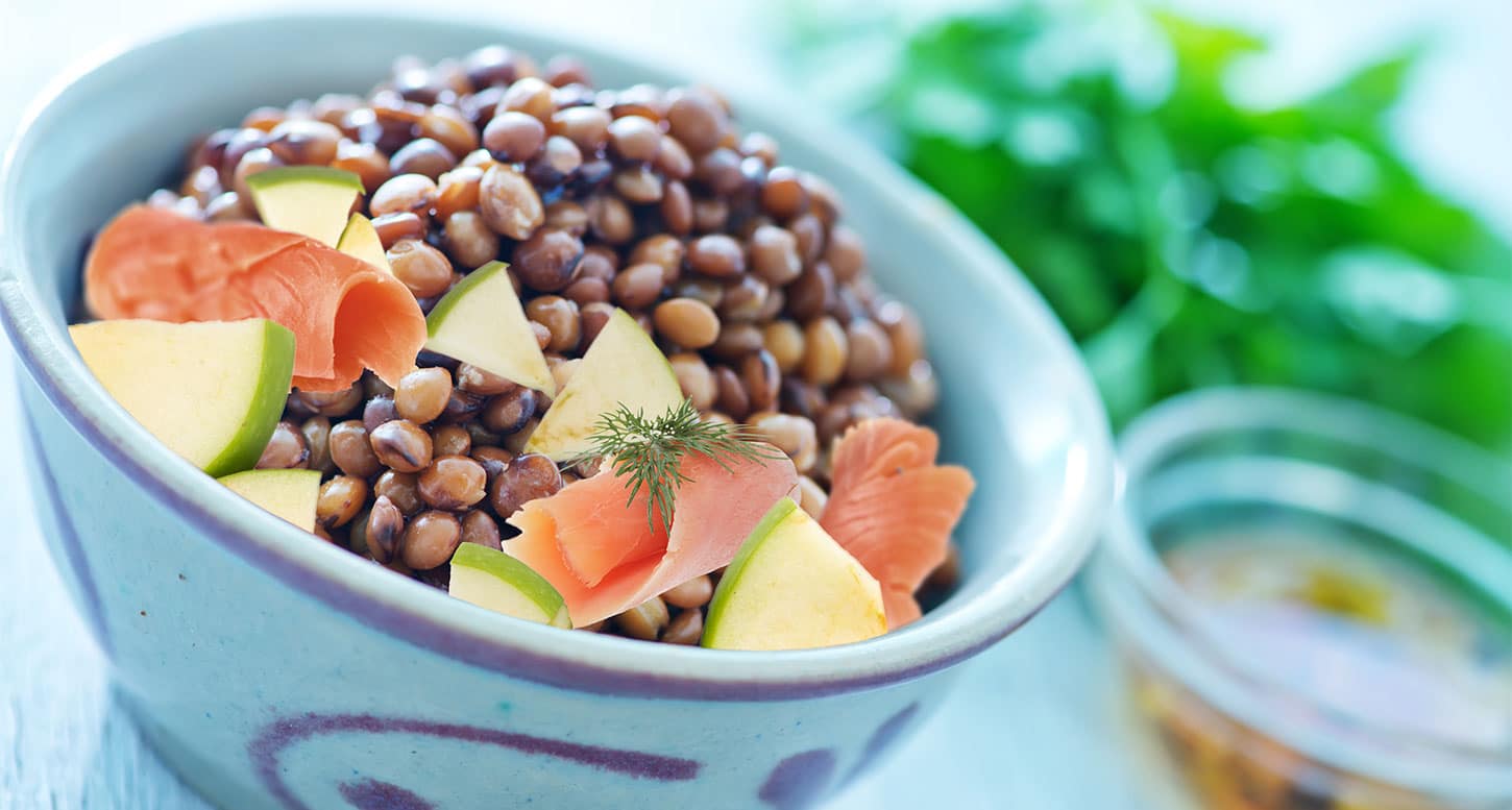 salade de lentilles au saumon et à la pomme